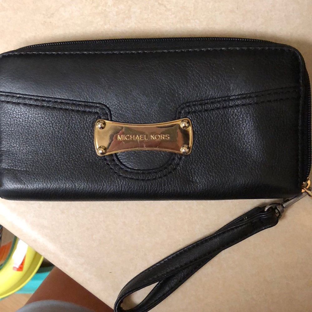 Black leather Michael Kors wallet/ wristlet